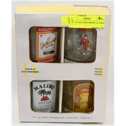 LOT OF 4 ALCOHOL BRAND GLASSES