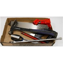 ESTATE TOOL LOT INCLUDES SAW, JACK, 1/2" DRIVE,