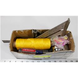 86) SMALL BOX OF ASSORTED TOOLS AND MORE