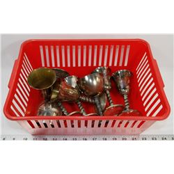 BASKET OF  SILVER PLATE GOBLETS
