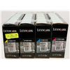 Image 1 : LOT OF 4 LEXMARK HIGH YIELD TONER, BLACK, CYAN
