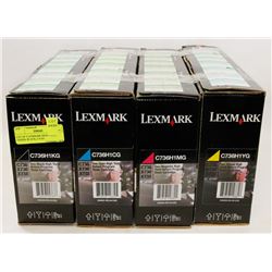 LOT OF 4 LEXMARK HIGH YIELD TONER, BLACK, CYAN