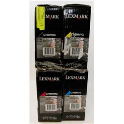 LOT OF 4 LEXMARK HIGH YIELD  TONER, BLACK,CYAN,