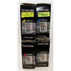 LOT OF 4 LEXMARK HIGH YIELD TONER, BLACK, CYAN