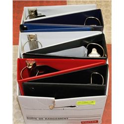 BOX OF 7 ASSORTED SIZE BINDERS