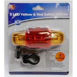 NEW 5 LED YELLOW & RED SAFETY FLASHER