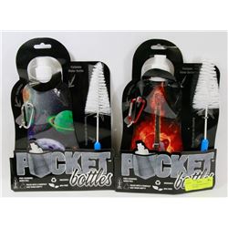 2 COMPACT, FOLDABLE POCKET BOTTLES/FLASK.