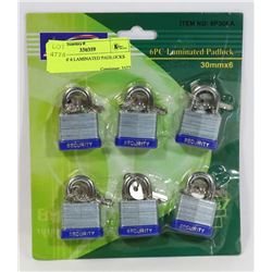 PACK OF 6 LAMINATED PADLOCKS