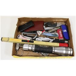 FLAT OF COLLECTIBLE LIGHTERS ,POCKET KNIVES AND MO