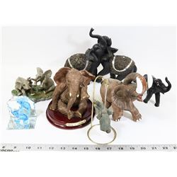 BOX OF VARIOUS ELEPHANT FIGURES