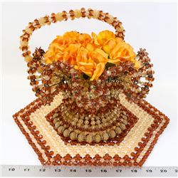 VINTAGE BEADWORK FLOWERS, DOILIE