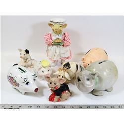 LOT OF PIGGY BANKS AND PIGS FIGURES