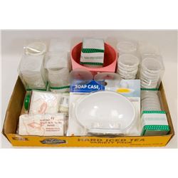 FLAT OF ASSORTED BATHROOM ACCESSORIES