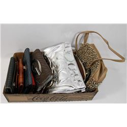BOX OF WALLETS & SMALL HANDBAGS