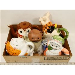 BOX OF ANIMAL TEAPOTS