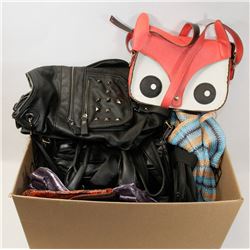 LARGE BOX OF VARIOUS HANDBAGS