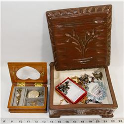 2 JEWELRY BOXES WITH CONTENTS.