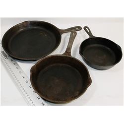 3 CLAD FRYING PANS.