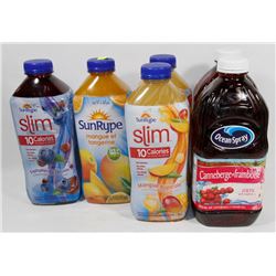 SIX ASSORTED BOTTLES OF JUICE