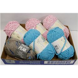 FLAT OF MOSTLY BERNAT YARN