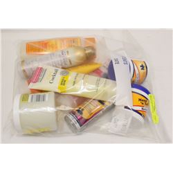 BAG OF ASSORTED HAIR CARE PRODUCTS.