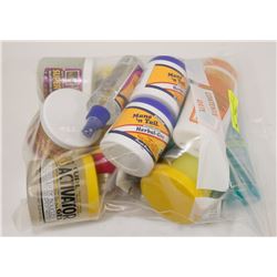 BAG OF ASSORTED HAIR CARE PRODUCTS.