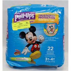 BAG OF HUGGIES PULL UPS SIZE 3T-4T. 22 IN BAG.