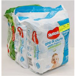 LOT OF 3 HUGGIES BABY WIPES 184 PER PACK.