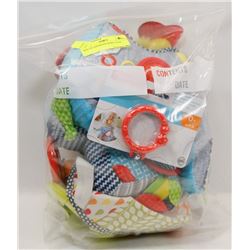 BAG OF ASSORTED BABY TOYS.
