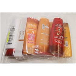BAG OF ASSORTED L'OREAL SHAMPOO AND CONDITIONER.