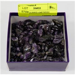 BOX OF POLISHED AMETHYST.