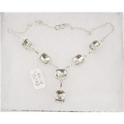 #85-WHITE TOPAZ GEMSTONE NECKLACE