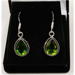 #75-GREEN PERIDOT GEMSTONE EARRINGS