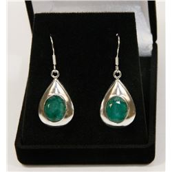 #56-NATURAL GREEN EMERALD  GEMSTONE EARRINGS
