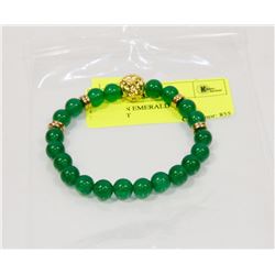 #69-GREEN EMERALD BEAD BRACELET