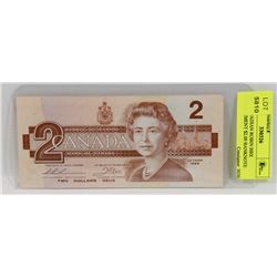 1986 CANADIAN ROBIN BBX REPLACEMENT $2.00 BANKNOTE