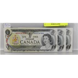 LOT OF THREE 1973 CANADIAN ONE DOLLAR UNCIRCULATED