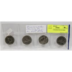 LOT OF 4 CANADIAN $1.00 COINS.