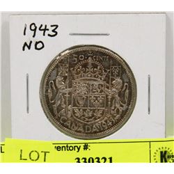 1943 GEORGE VI SILVER 50 CENT COIN.