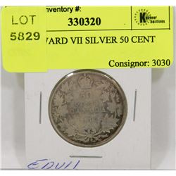 1910 EDWARD VII SILVER 50 CENT COIN.