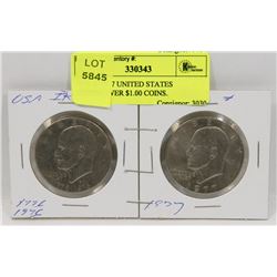 1976 & 1977 UNITED STATES EISENHOWER $1.00 COINS.