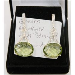 #116-GREEN AMETHYST GEMSTONE EARRINGS