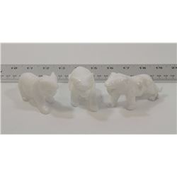3 WHITE ONYX LIONS.
