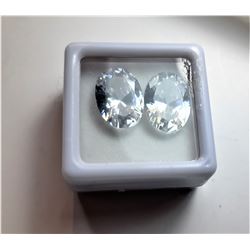 16)  LOT OF 2 MATCHED OVAL WHITE ZIRCON