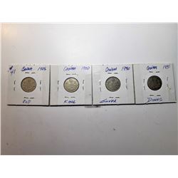 19)  LOT OF 4 KING GEORGE SILVER DIMES