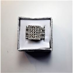 7)  SILVER TONE & CLEAR AUSTRIAN CRYSTAL