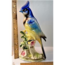21)  VINTAGE ELBRO BLUE JAY CERAMIC ORNAMENT