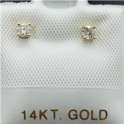 4) 14K YELLOW GOLD DIAMOND EARRINGS