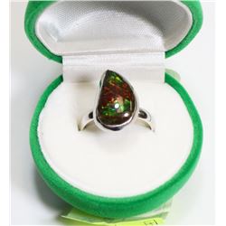 16) STERLING SILVER AMMOLITE RING