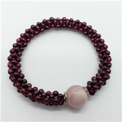 22) GARNET & ROSE QUARTZ STRETCHABLE BRACELET